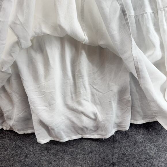 J.Marie Women Dress Size M White Linen Blend Embroidered Sleeveless Summer Beach - Picture 7 of 14